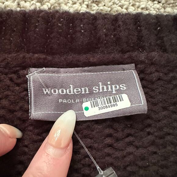 Wooden Ships black knit pink & gray lightning bolt crewneck sweater size XS - Picture 6 of 12